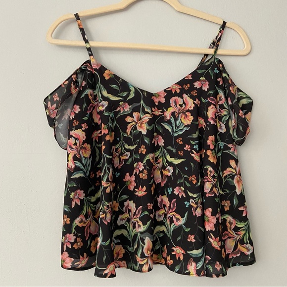 Topshop Floral Cold Shoulder Top - Picture 1 of 7